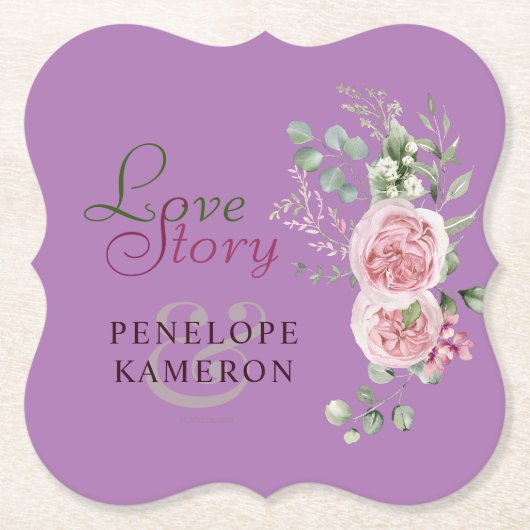 Blush Pink Waterverf Floral Peony Kartonnen Onderzetters (Voorkant)