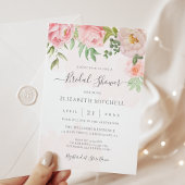 Blush Pink Waterverf Floral Peony Vrijgezellenfees Kaart