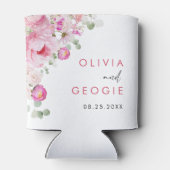 Blush Pink Waterverf Floral Peony Wedding Blikjeskoeler (Achterkant)