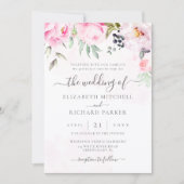 Blush Pink Waterverf Floral Peony Wedding Kaart (Voorkant)
