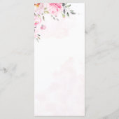 Blush Pink Waterverf Floral Peony Wedding Menu (Achterkant)