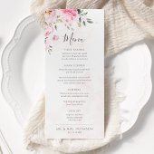 Blush Pink Waterverf Floral Peony Wedding Menu