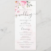 Blush Pink Waterverf Floral Peony Wedding Programmakaart (Voorkant)