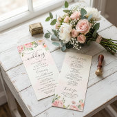Blush Pink Waterverf Floral Peony Wedding Programmakaart
