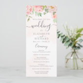 Blush Pink Waterverf Floral Peony Wedding Programmakaart (Staand voorkant)