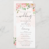 Blush Pink Waterverf Floral Peony Wedding Programmakaart (Voorkant / Achterkant)