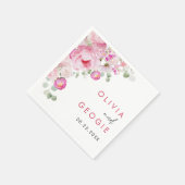 Blush Pink Waterverf Floral Peony Wedding Servet (Hoek)