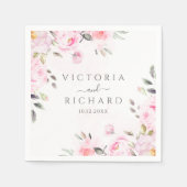 Blush Pink Waterverf Floral Peony Wedding Servet (Voorkant)