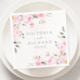 Blush Pink Waterverf Floral Peony Wedding Servet