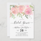 Blush Pink Waterverf Floral Script Vrijgezellenfee Kaart (Voorkant)