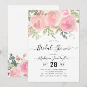 Blush Pink Waterverf Floral Script Vrijgezellenfee Kaart (Voorkant / Achterkant)