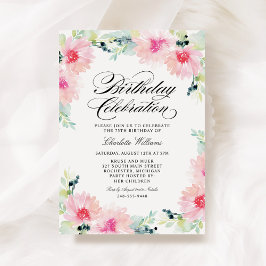 Blush Pink Waterverf Floral Spring Birthday Kaart