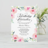 Blush Pink Waterverf Floral Spring Birthday Kaart (Staand voorkant)