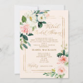 Blush Pink Waterverf Floral Virtual Vrijgezellenfe Kaart (Voorkant)