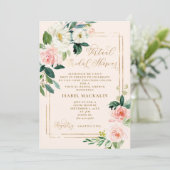 Blush Pink Waterverf Floral Virtual Vrijgezellenfe Kaart (Staand voorkant)