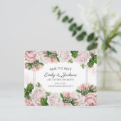 Blush Pink Waterverf Floral Weddenschap Save the D Briefkaart (Staand voorkant)