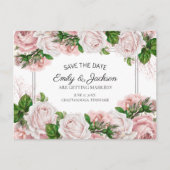 Blush Pink Waterverf Floral Weddenschap Save the D Briefkaart (Voorkant)