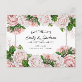 Blush Pink Waterverf Floral Weddenschap Save the D Briefkaart