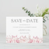 Blush Pink Waterverf Floral Weddenschap Save the D Save The Date (Staand voorkant)