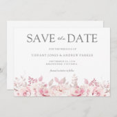 Blush Pink Waterverf Floral Weddenschap Save the D Save The Date (Voorkant / Achterkant)