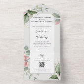 Blush Pink Waterverf Floral Wedding All In One Uitnodiging (Binnen)