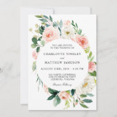 Blush Pink Waterverf Floral Wedding Kaart (Voorkant)