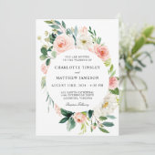 Blush Pink Waterverf Floral Wedding Kaart (Staand voorkant)