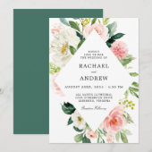 Blush Pink Waterverf Floral Wedding Kaart (Voorkant / Achterkant)
