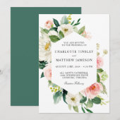 Blush Pink Waterverf Floral Wedding Kaart (Voorkant / Achterkant)