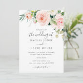 Blush Pink Waterverf Floral Wedding Kaart (Staand voorkant)
