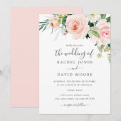Blush Pink Waterverf Floral Wedding Kaart (Voorkant / Achterkant)