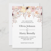 Blush Pink Waterverf Floral Wedding Kaart (Voorkant)