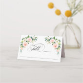 Blush Pink Waterverf Floral Wedding Plaatskaartje (Voorkant)
