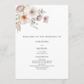 Blush Pink Waterverf Floral Wedding Programmakaart (Voorkant)
