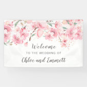 Blush Pink Waterverf Floral Wedding Spandoek (Horizontaal)