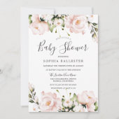 Blush Pink Waterverf Flowers Baby shower Kaart (Voorkant)