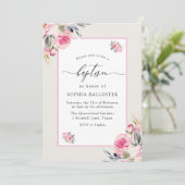  Blush Pink Waterverf Flowers Baptisme Kaart (Staand voorkant)