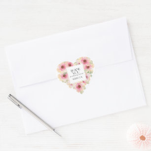 Blush Pink Waterverf Flowers Bedankt Hart Sticker