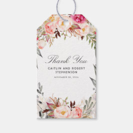 Blush Pink Waterverf Flowers Elegant Cadeaulabel