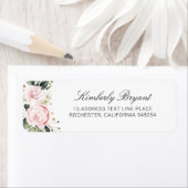 Blush Pink Waterverf Flowers Elegant Etiket (Insitu)