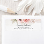 Blush Pink Waterverf Flowers Elegant Etiket (Insitu)