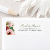 Blush Pink Waterverf Flowers Elegant Etiket (Insitu)