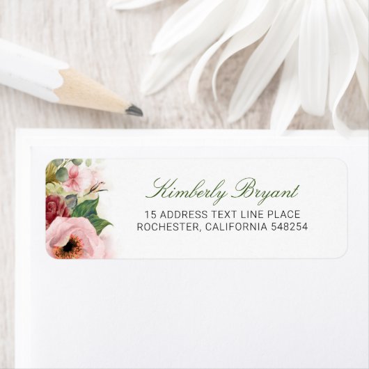 Blush Pink Waterverf Flowers Elegant Etiket (Insitu)