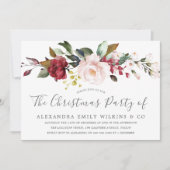 Blush Pink Waterverf Flowers kerstparty Kaart (Voorkant)