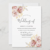 Blush Pink Waterverf Flowers Lovely Wedding Kaart (Voorkant)