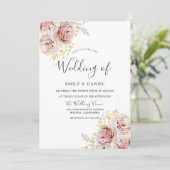 Blush Pink Waterverf Flowers Lovely Wedding Kaart (Staand voorkant)