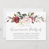 Blush Pink Waterverf Flowers Quinceanera Party Kaart (Voorkant)