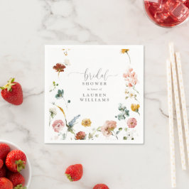 Blush Pink Waterverf Flowers Script Vrijgezellenfe Servet