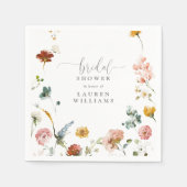 Blush Pink Waterverf Flowers Script Vrijgezellenfe Servet (Voorkant)