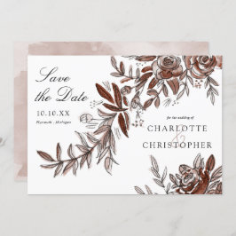 Blush Pink waterverf Flowers Sla de datum op Kaart